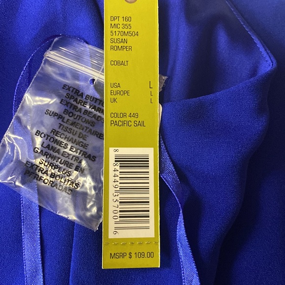 Gianni Bini Cobalt Blue Susan Romper Sz L - Picture 4 of 5